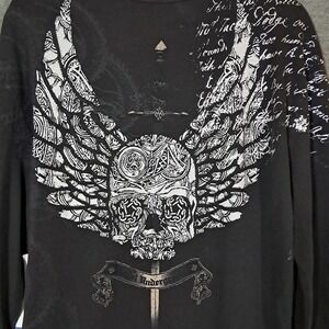 Royal Underground Thermal Skull Dress Tunic Black Long Sleeve Waffle Wings Punk